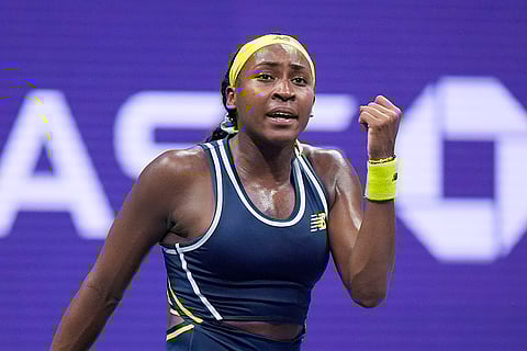 US Open 2024: Coco Gauff, of the United States reacts against Tatjana Maria, of Germany